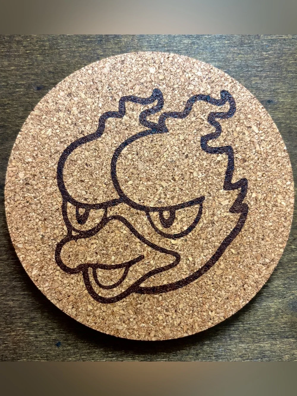 Pokemon Magmar Face Laser Engraved Cork Coaster